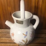 Old pitcher poet laval vintage painted art ceramic #a424