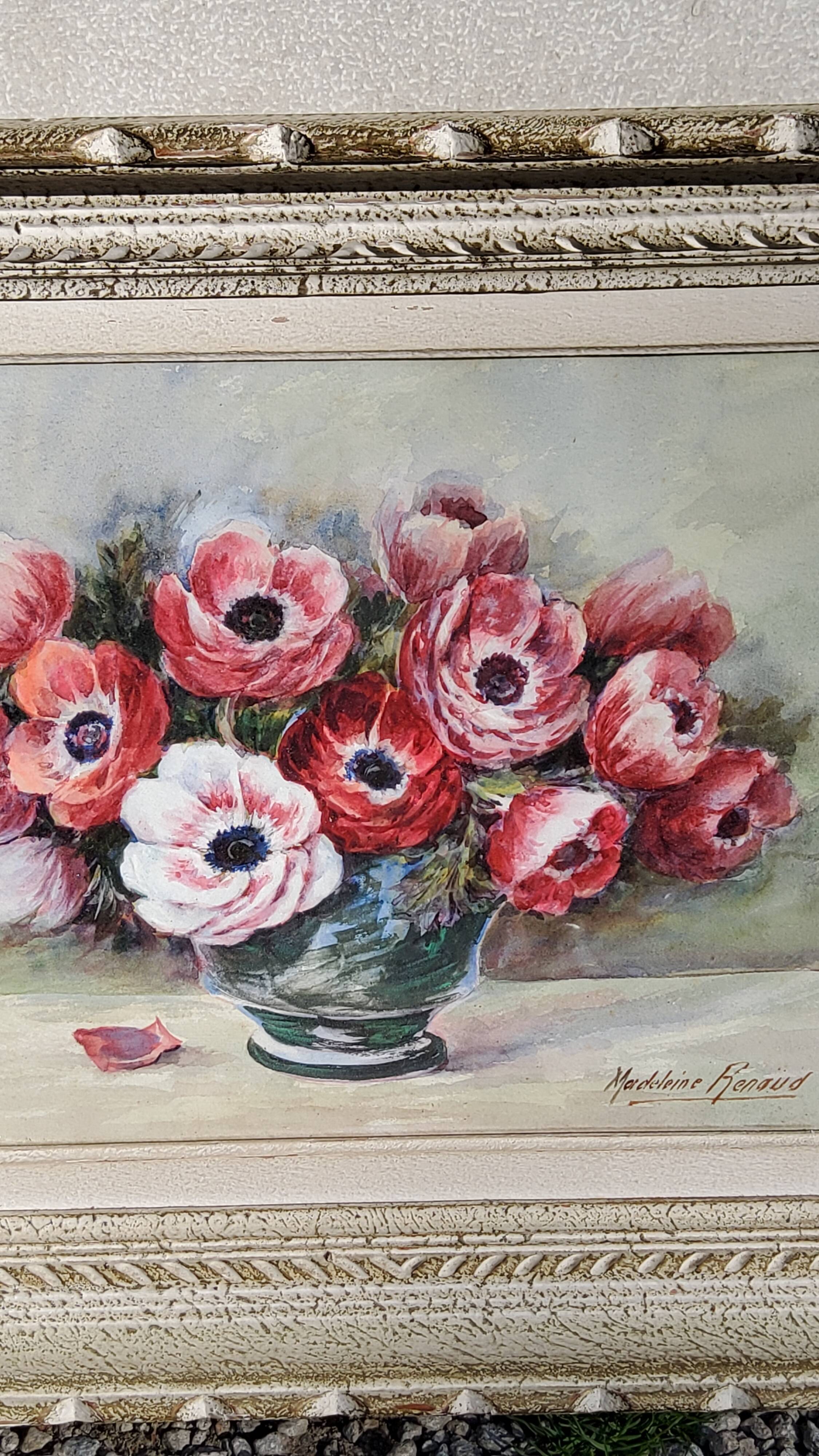 Tableau aquarelle de Madeleine Renaud milieu XXieme siècle
