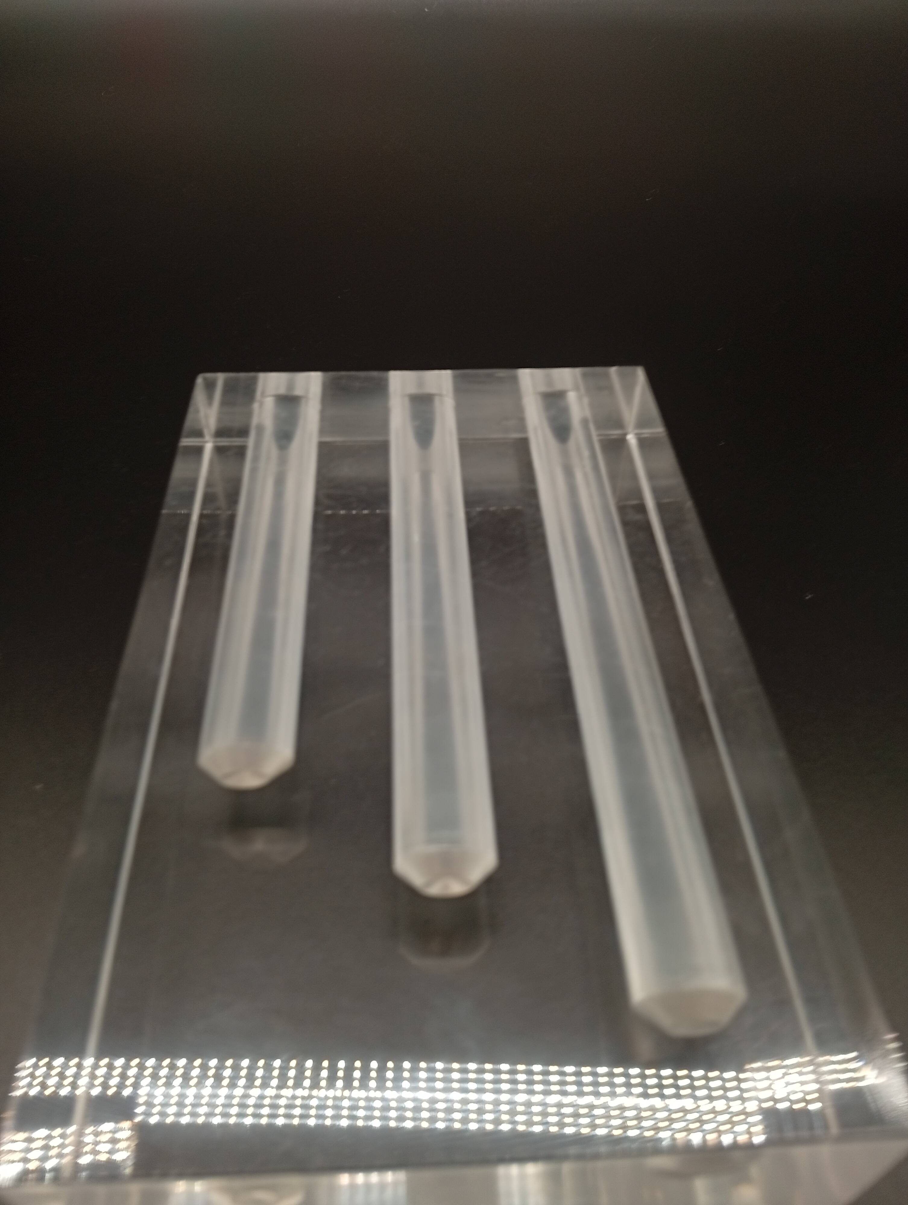 Duo Vase Bloc Résine Lucite Triple Cheminée Plexiglas Design Postmoderne