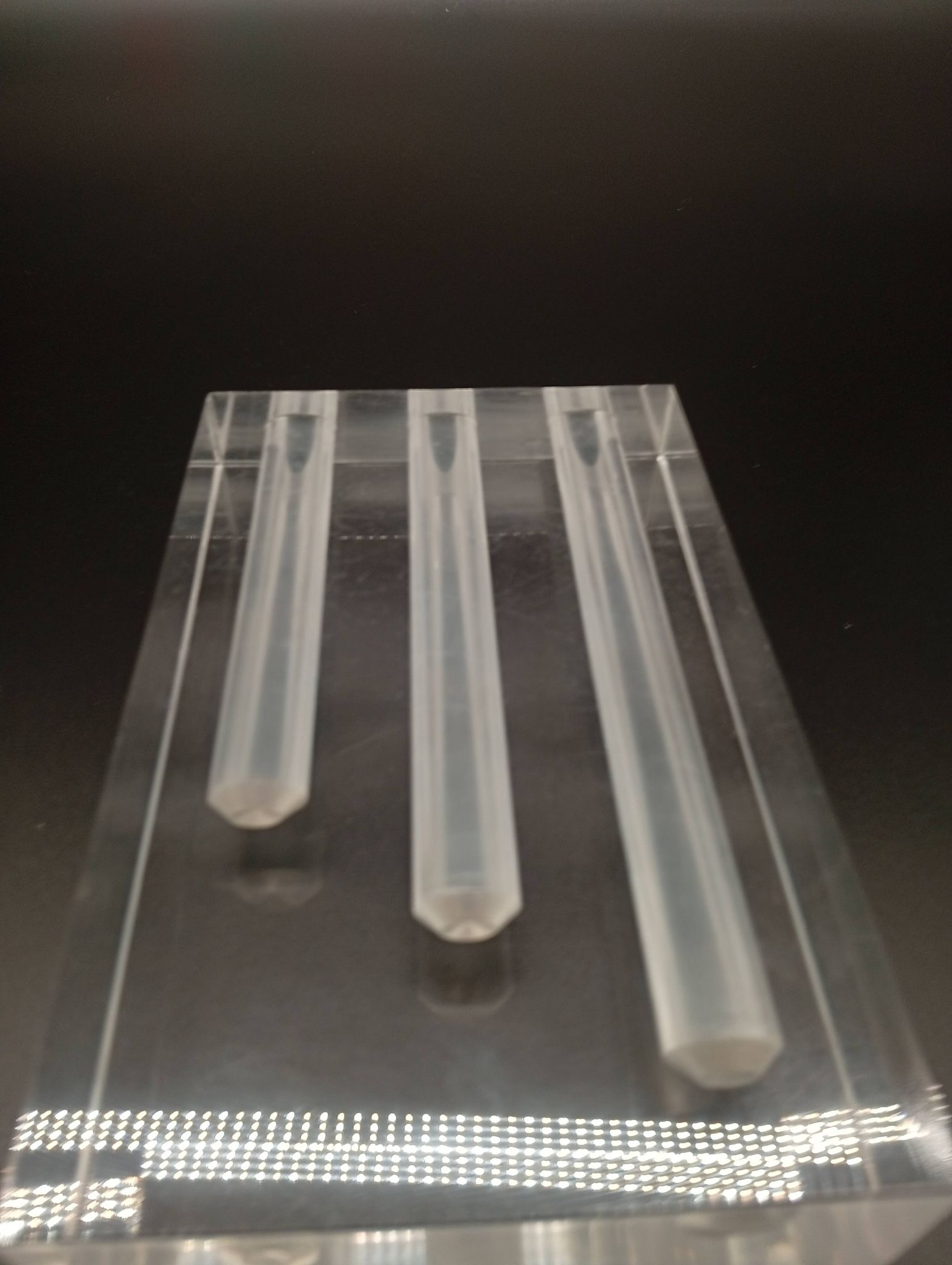 Duo Vase Bloc Résine Lucite Triple Cheminée Plexiglas Design Postmoderne