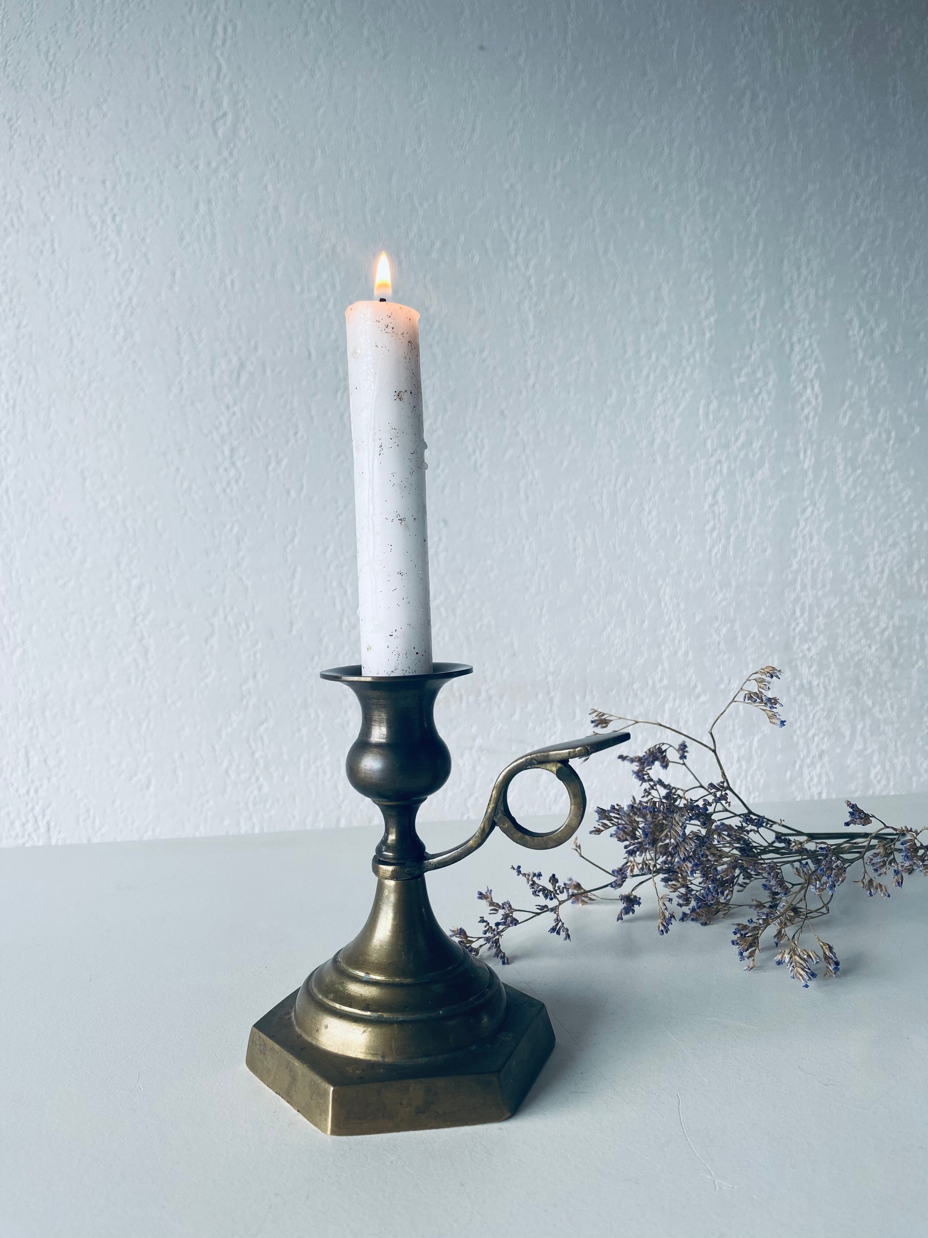Candle holder with bronze handle