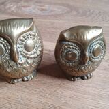 Pair of brass owls