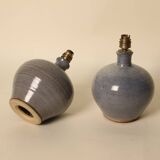 Pair of blue-glazed stoneware lamps