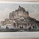 Vintage Framed Watercolour Print "Mont St Michel"