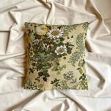 Coussin en coton imprimé vert et beige 40 cm