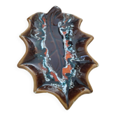 Catchall, small dish in Vallauris ceramic in the shape of a leaf.