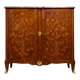 Wooden cabinet with doors, richly inlaid with floral patterns, Louis XV style.
