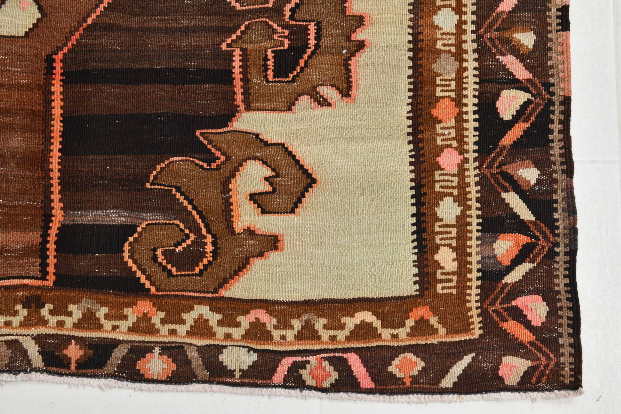 6x12 Handmade Wool Kilim Area Rug, 185x365Cm
