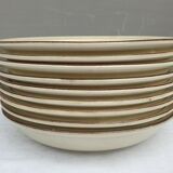 Set 11 plates 1970 Revernay Sarreguemines orange and brown on sandstone background