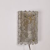 Large pressed glass and brass wall lamp, Denmark, 1960s