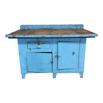 Bold Blue Industrial Workbench | Kitchen Island or Outdoor Kitchen