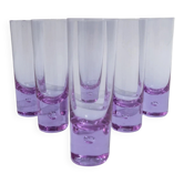 Ensemble de 6 verres à boire en cristal d'alexandrite violet vintage - Verre de Murano, Italie des années 1970, base lourde