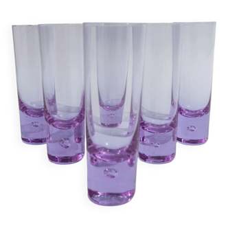 Set of 6 Vintage Alexandrite Purple Crystal Drinking Glasses - Murano Glass, 1970s Italy, Heavy Base