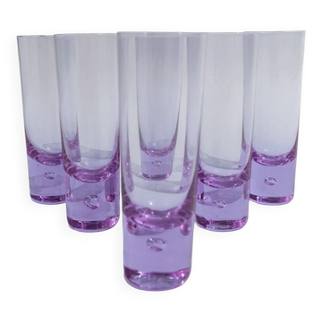 Set of 6 Vintage Alexandrite Purple Crystal Drinking Glasses - Murano Glass, 1970s Italy, Heavy Base
