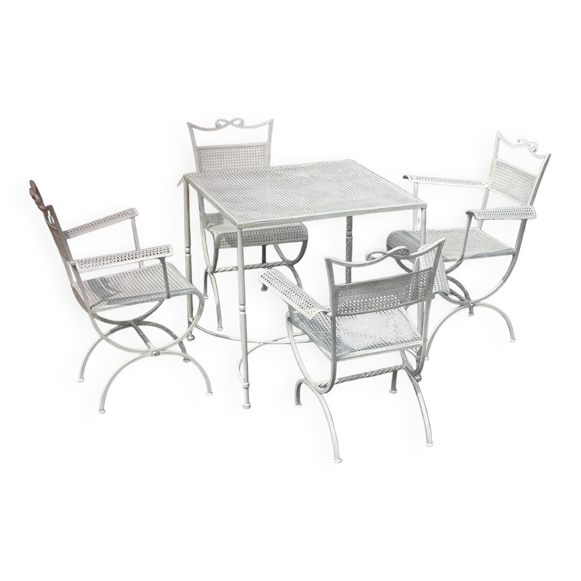 Garden set Maison Jansen in wrought iron 1960