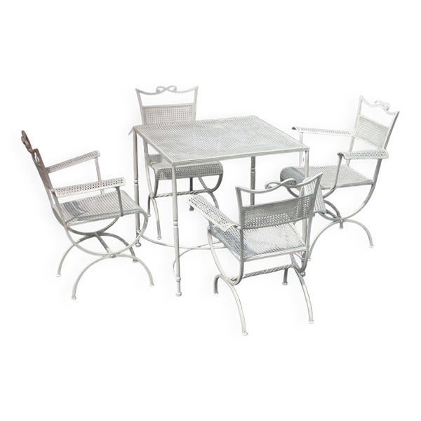 Ensemble de jardin  Maison Jansen en fer forgé  1960