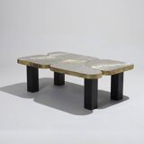 Table basse en zinc et laiton, 1990s