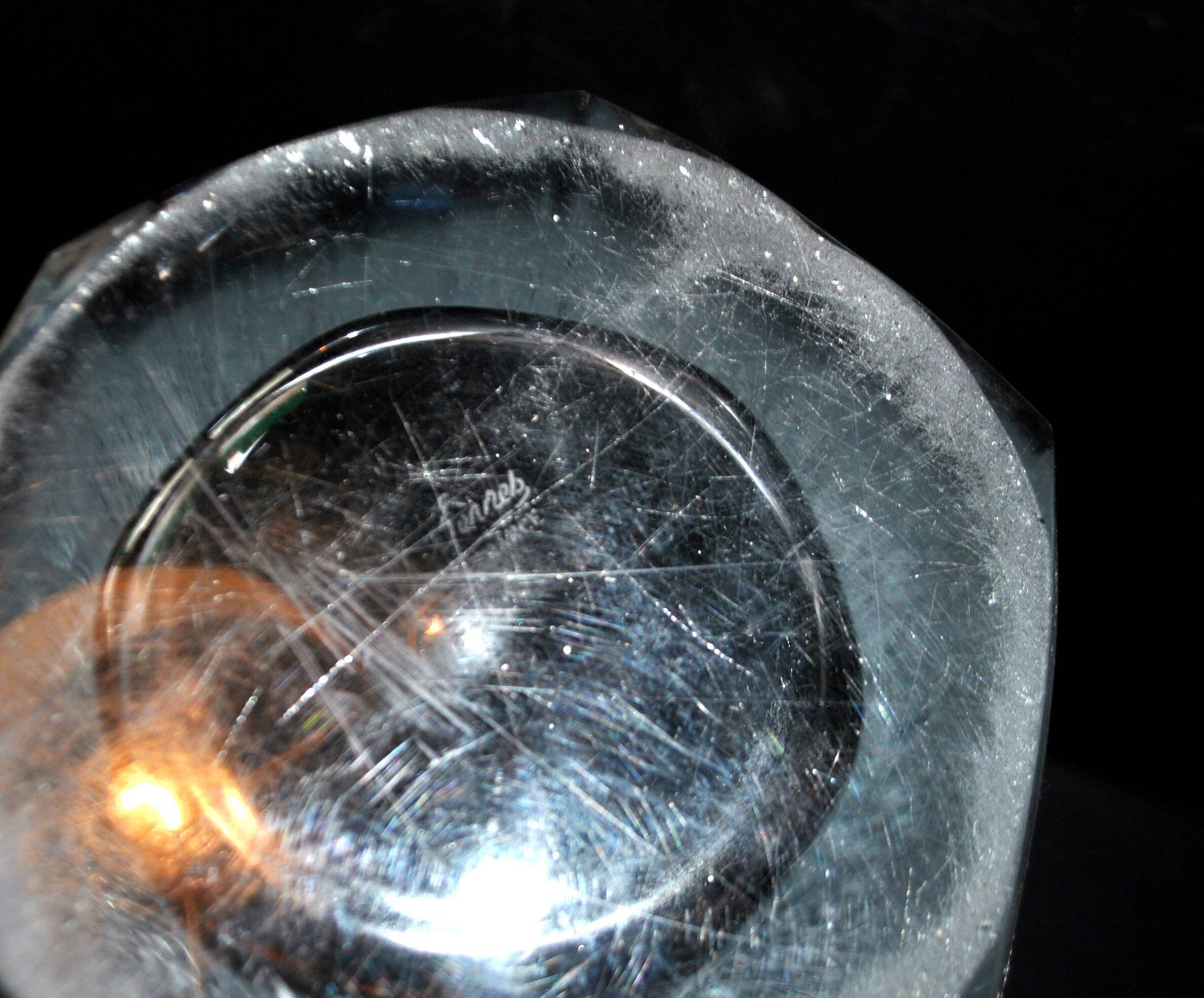 Sèvres large molded crystal vase, modernist design, H48.5