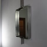 Rectangular brushed steel mirror by Xavier Feal, 1970