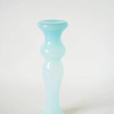 Vase en opaline à col dentelé, bleu ciel, 1960