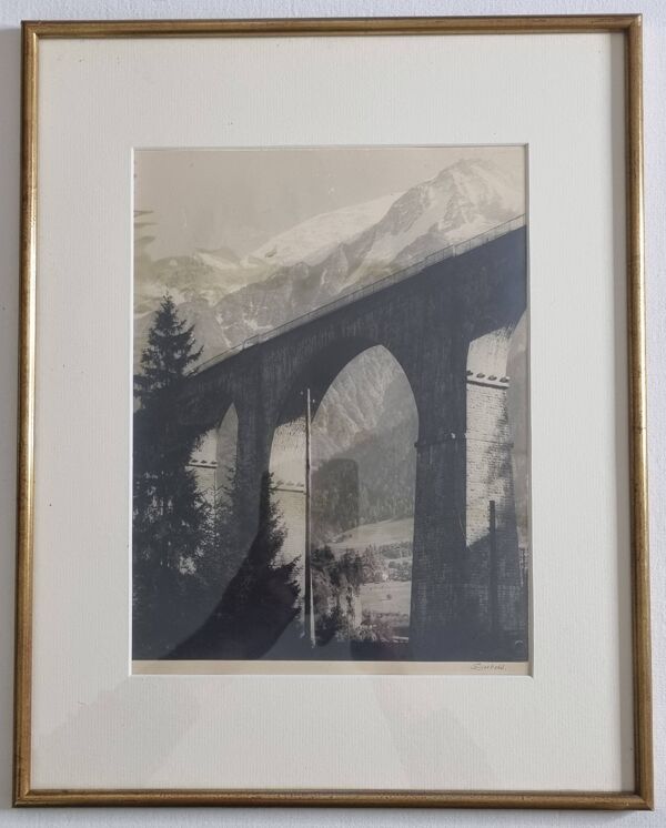 Photo viaduc Sainte-Marie Les Houches Mont-Blanc signée Dubois 35 x 44 cm