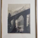 Photo of the Sainte-Marie viaduct, Les Houches, Mont-Blanc, signed Dubois, 35 x 44 cm.