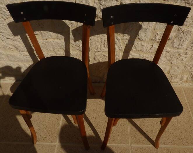 2 chaises Lutherma et 2 chaises Bauman de style en bois