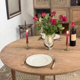 Round folding table in walnut