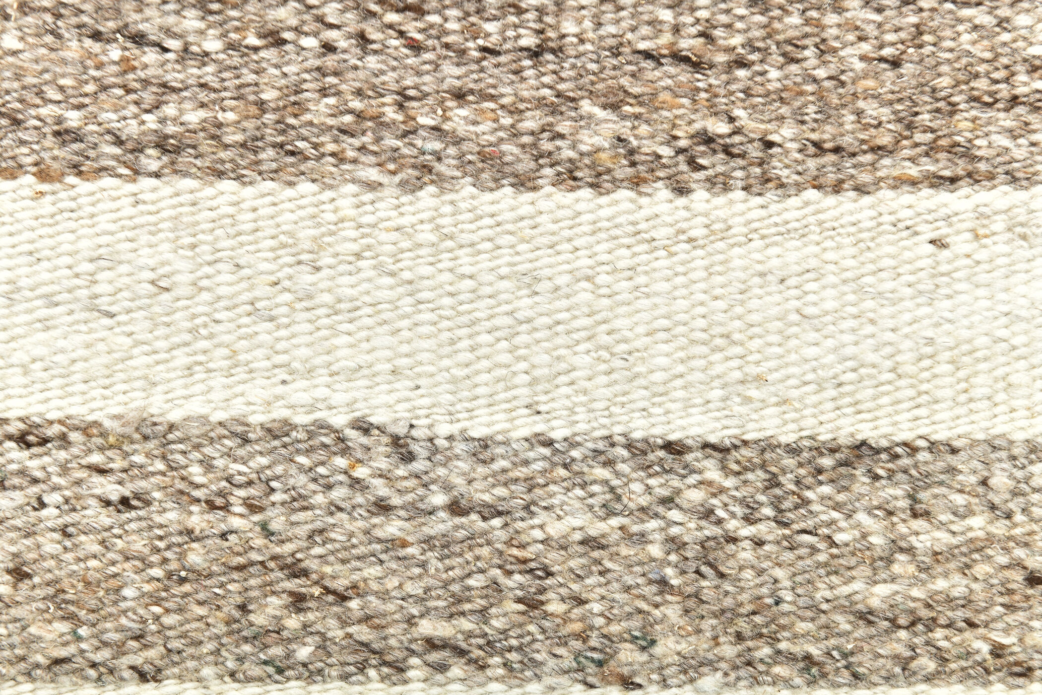 210x300 cm Natural Turkish Kilim, Striped white and brown kilim carpet