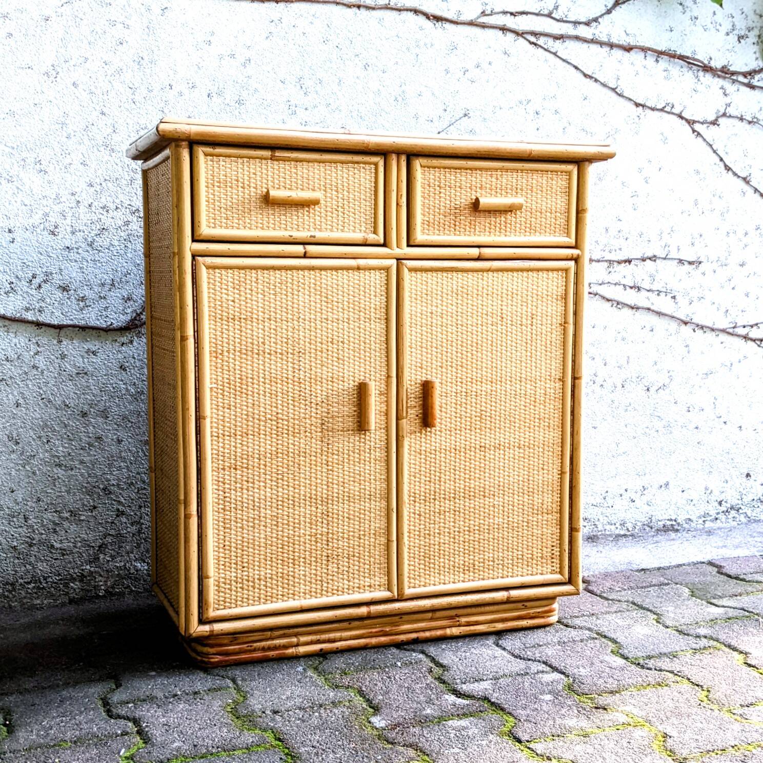 Cane and rattan side furniture from the 70s