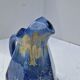 Old flamed ceramic jug. Very beautiful shades of blue, 6 sides.
