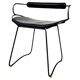 Contemporary sculptural bar stool, smoked black metal sample and black leather.