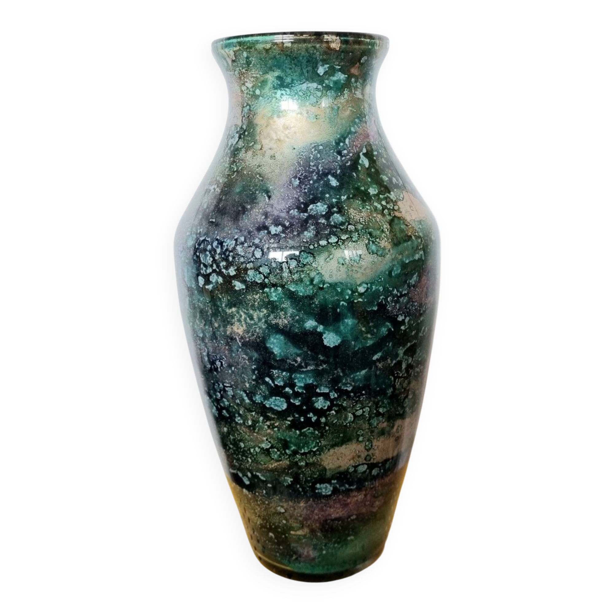 Glazed glass vase Signed Laque Line H 40cm