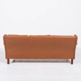 Canapé Wing en cuir cognac moderne danois des années 1970