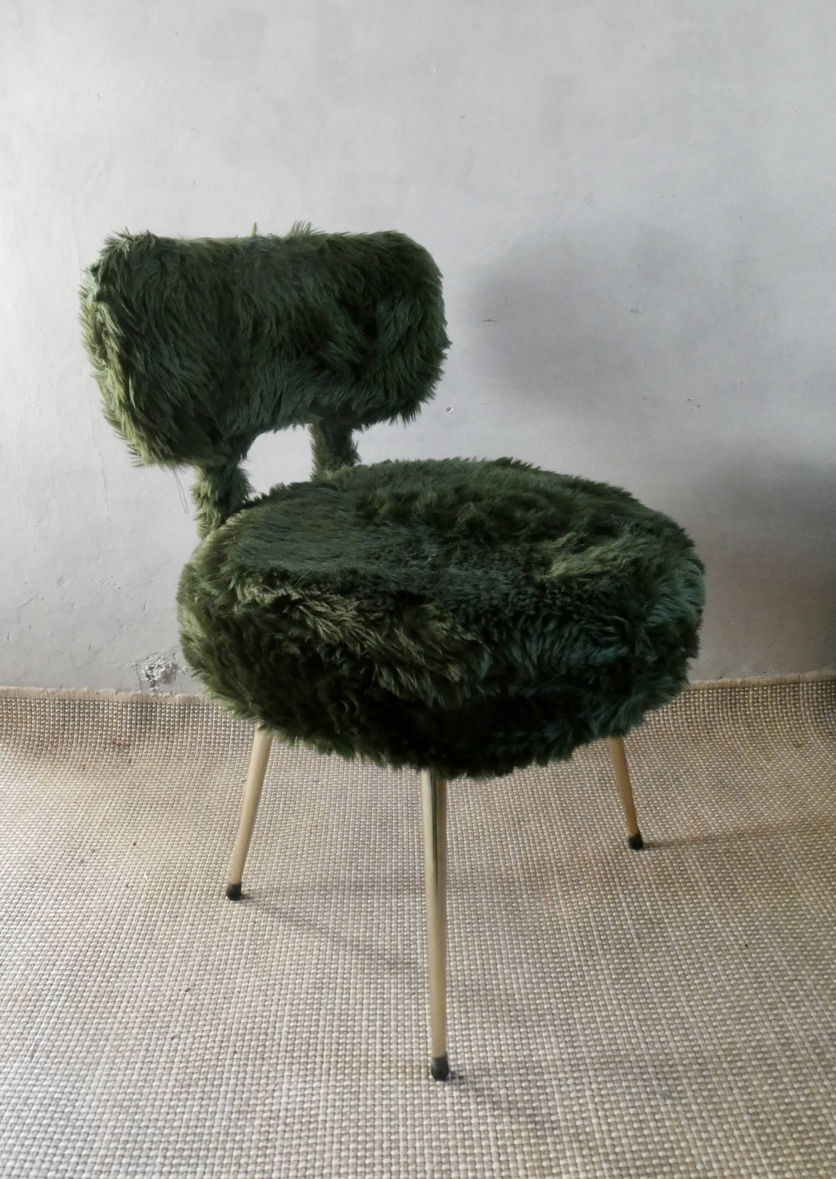 Chair and tripod stool "moumoute" by Pelfran, around 1970.