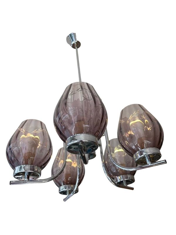 Lustre art deco à 5 lumières