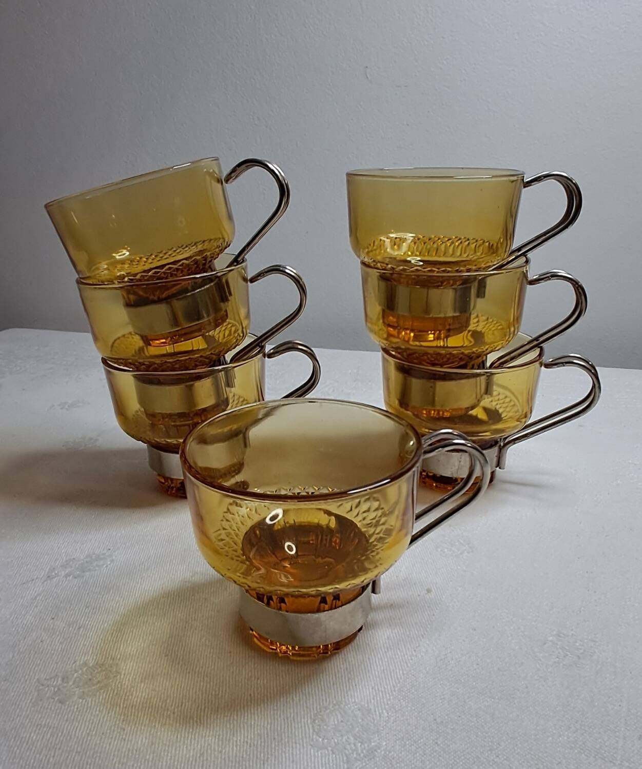 Amber glass espresso cups from the 1960s-70s. Italy