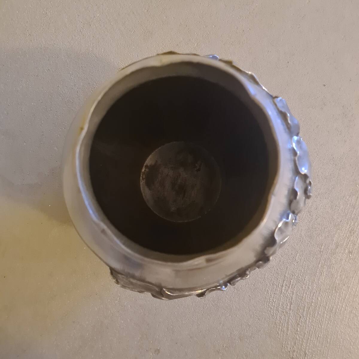 French Art Deco Pewter Vase By Lucien Houzeaux from the 1920s.