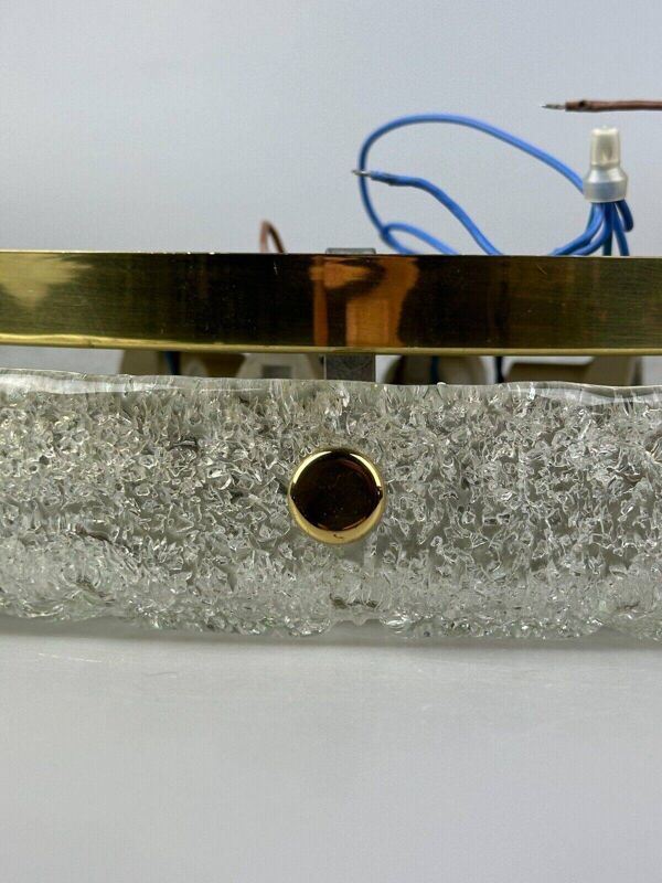 60s 70s Ceiling Light Lamp Plafoniere Flush Mount Ice Glass Hillebrand