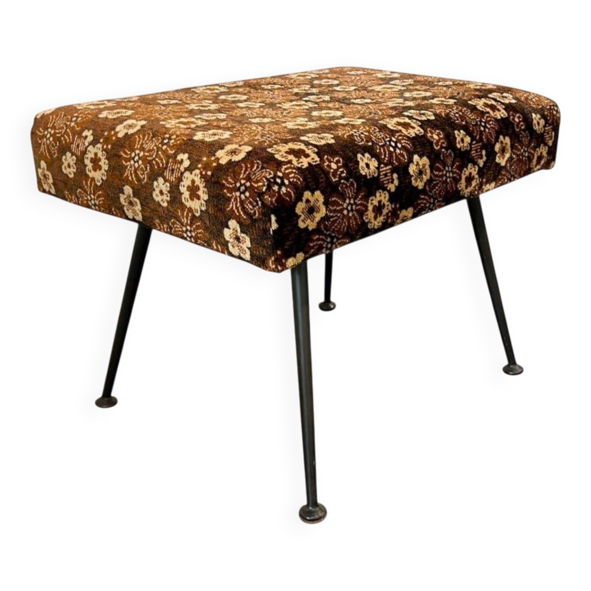 Pouf fleuri vintage / tabouret pliant / petite échelle