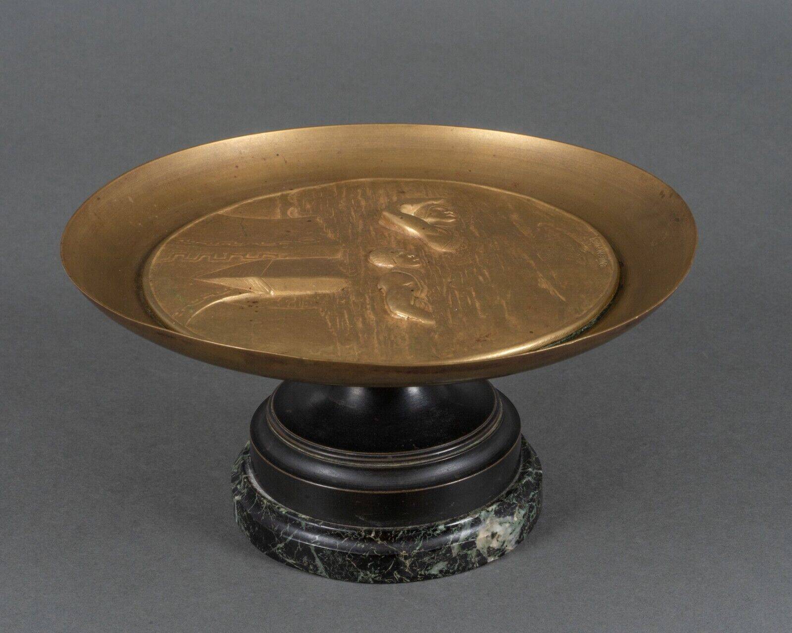 20th century bronze cup Emile Adolphe Monier Swimming swimmers on marble base