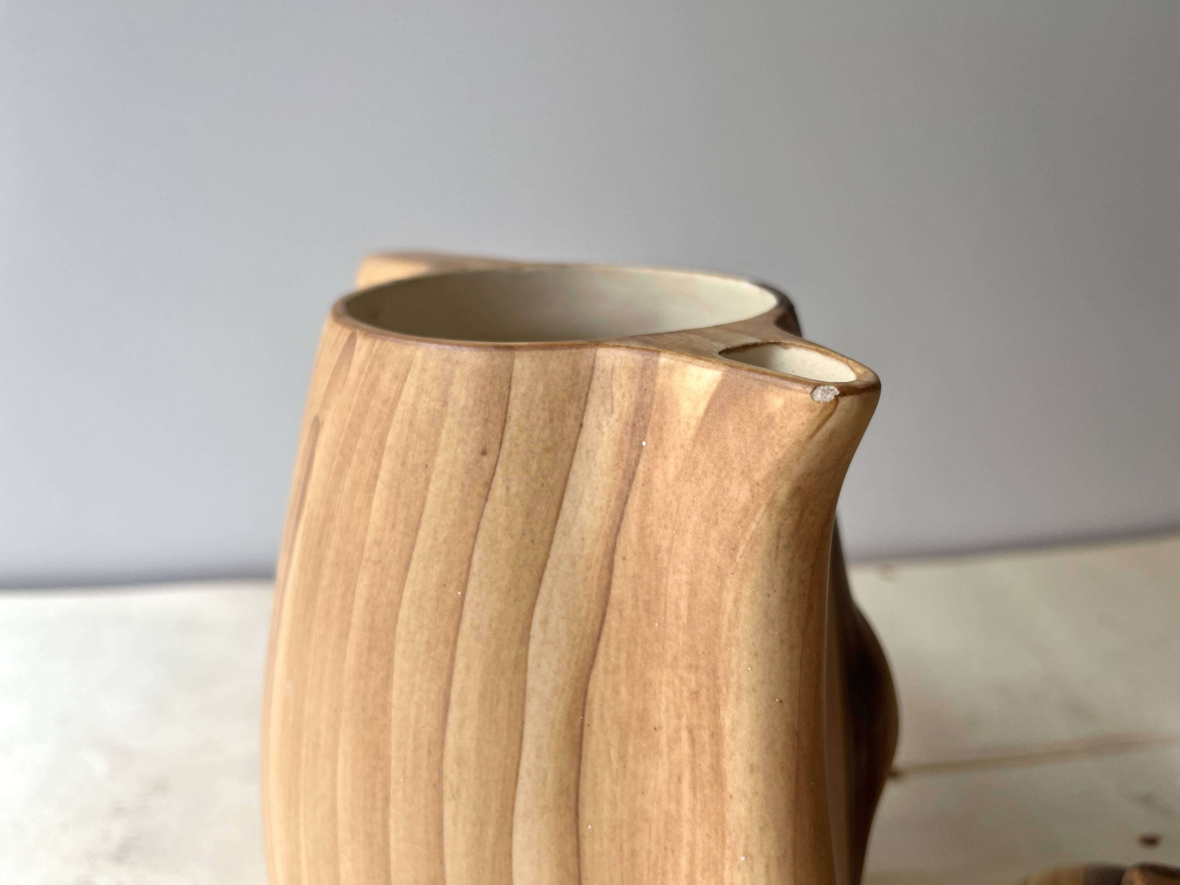 Vintage Grandjean Jourdan Vallauris faux wood coffee maker + sugar bowl