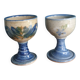 Signed and dated stoneware chalices