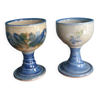 Signed and dated stoneware chalices