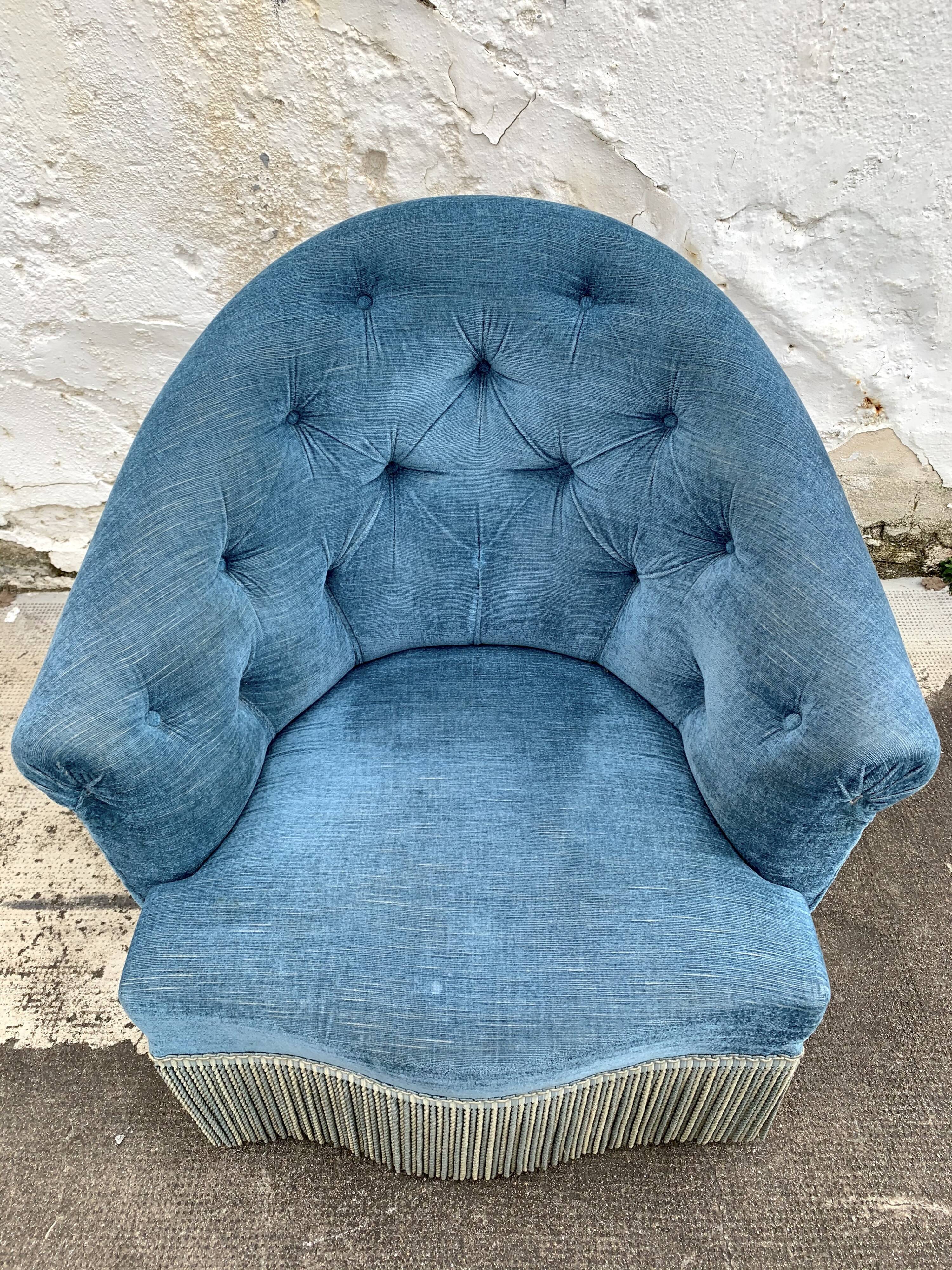 Pair of velvet toad armchairs