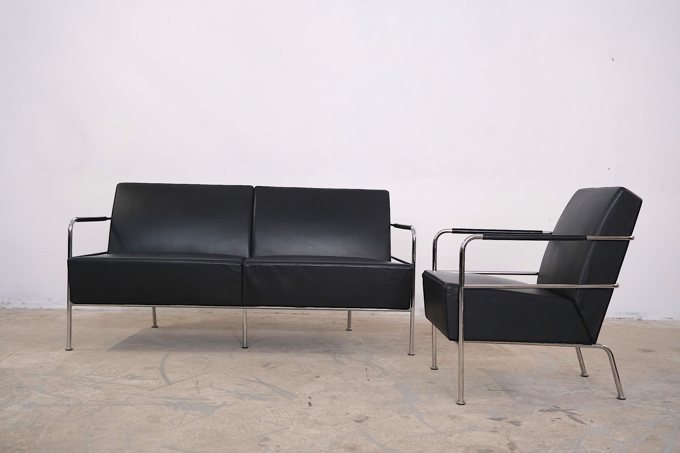 Leather sofa & armchair by Gunilla Allard 1990's