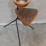 Vintage tripod ashtray with wooden shelf