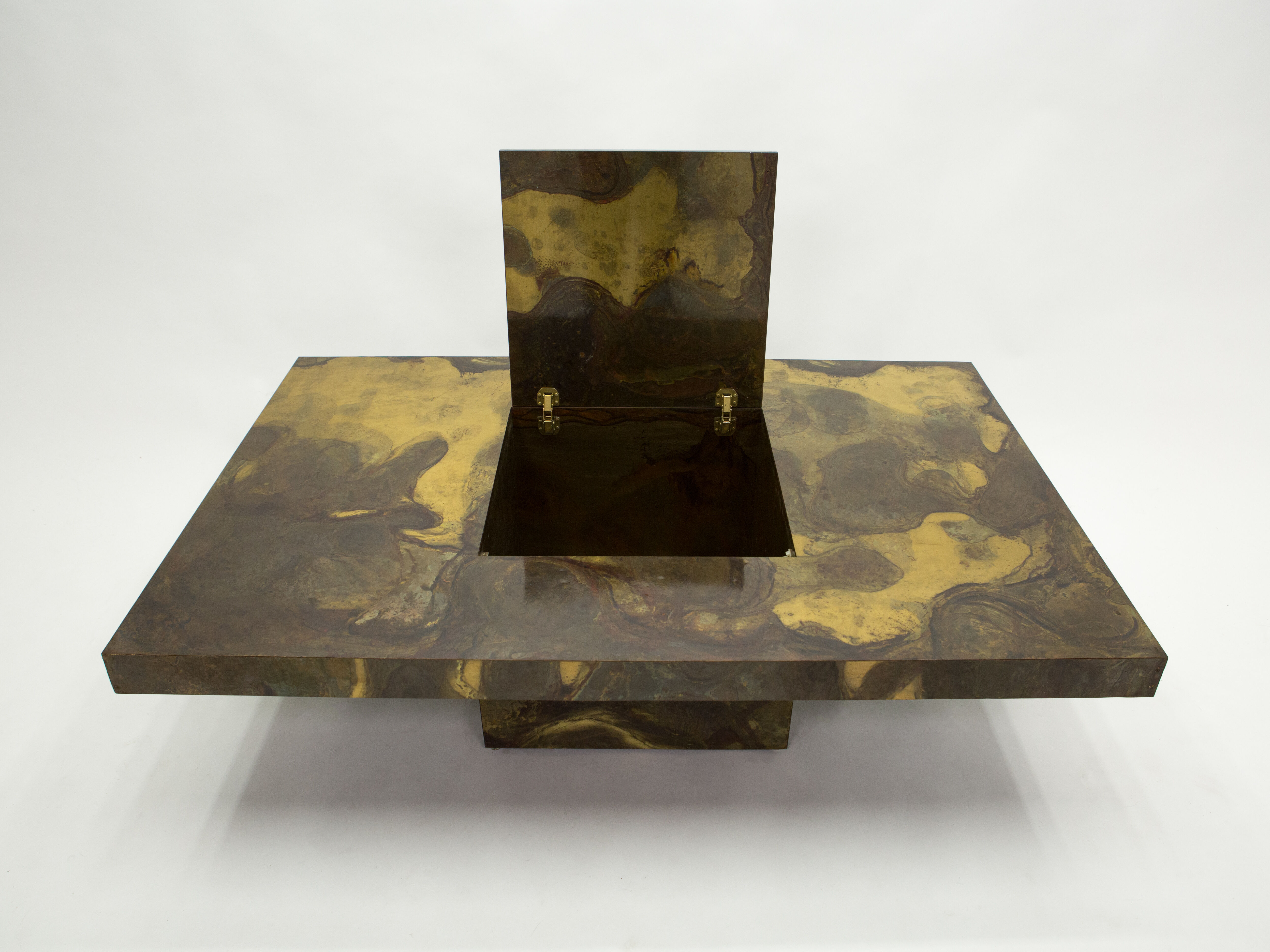 Isabelle and Richard Faure's unique patinated oxidized brass coffee table 1970