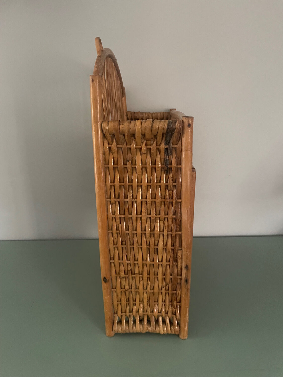 Vintage rattan wall shelf