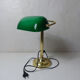 Brass green banker's lamp and vintage glass paste